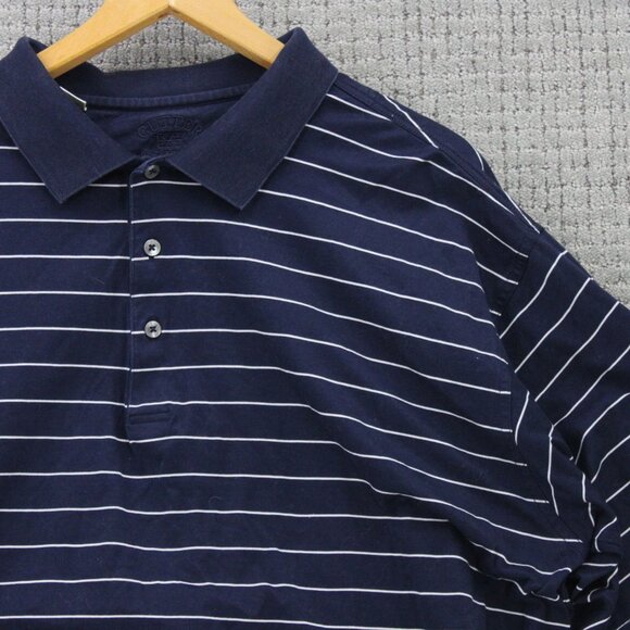 Cutter & Buck Polo Shirt Mens 2XL Navy Blue Striped Casual Signature Collection - Picture 2 of 10